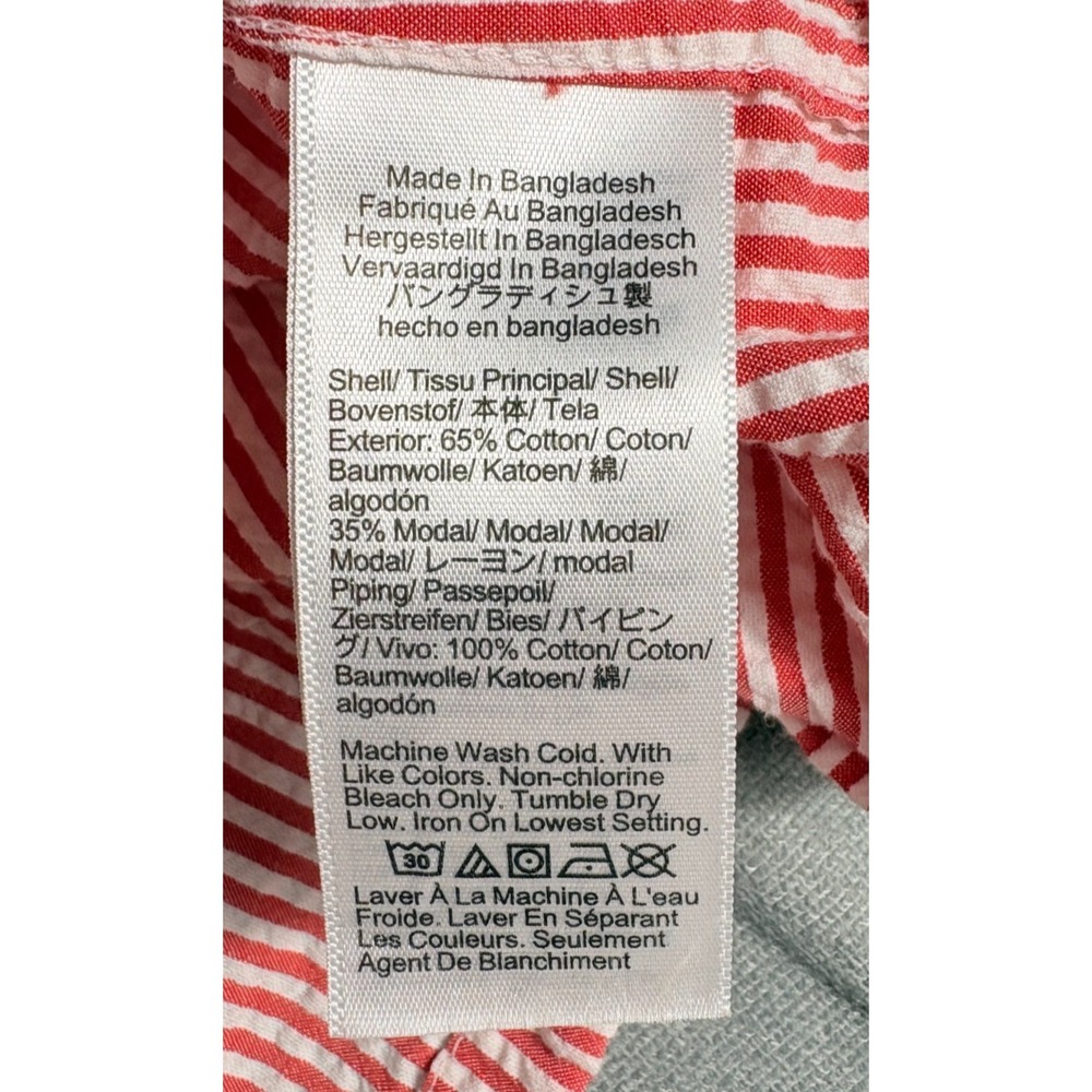 J Crew Seersucker Red White Pajama Lounge Set Long Sleeve Shorts Preppy   3X - Picture 15 of 16